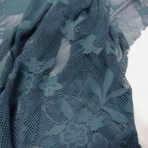 tissu dentelle lycra bleu pétrole