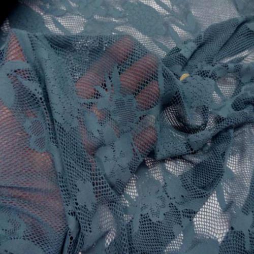 Dentelle resille lycra bleu
