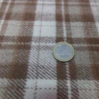 tissu drap de laine blanc cassé a carreaux ton marron