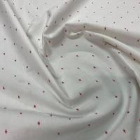 Dupions de coton blanc a motifs brodes rouge0