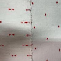 Dupions de coton blanc a motifs brodes rouge2