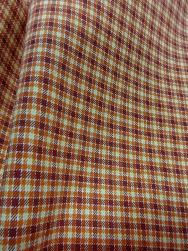 Gabardine a carreaux orange coton lycra 1