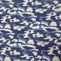 tissu Gabardine coton fine imprime camouflage bleu et blanc pas cher