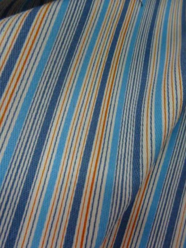 gabardine coton lycra a rayures ton bleu en 1.35m