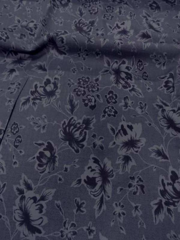 Gabardine coton lycra imprime ton sur ton prune9