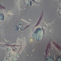 tissu Gabardine coton lycra mauve imprime fleurs