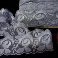 Galon de dentelle gris bleu en 4 cm
