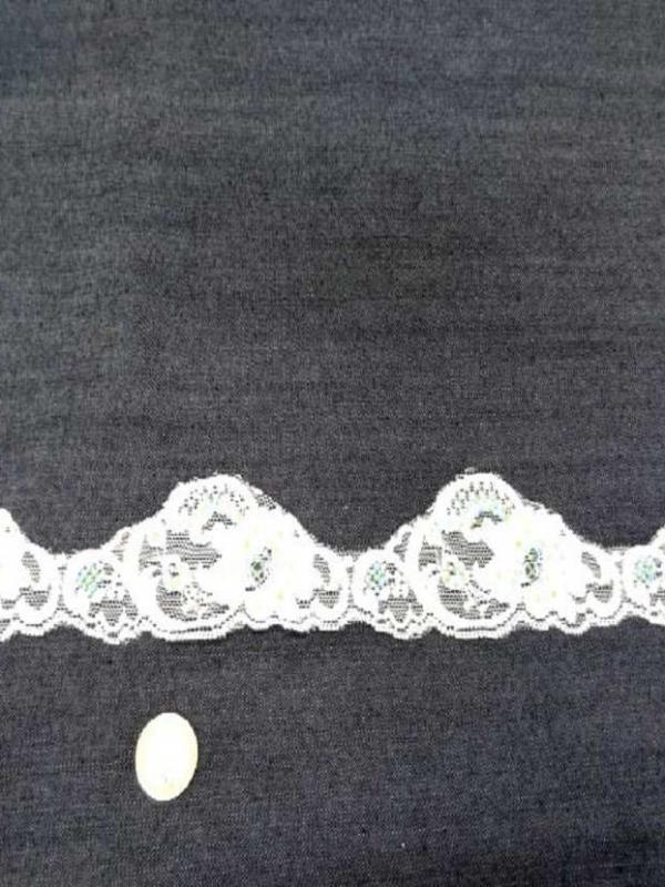 Galon de dentelle lycra perle en 6cm