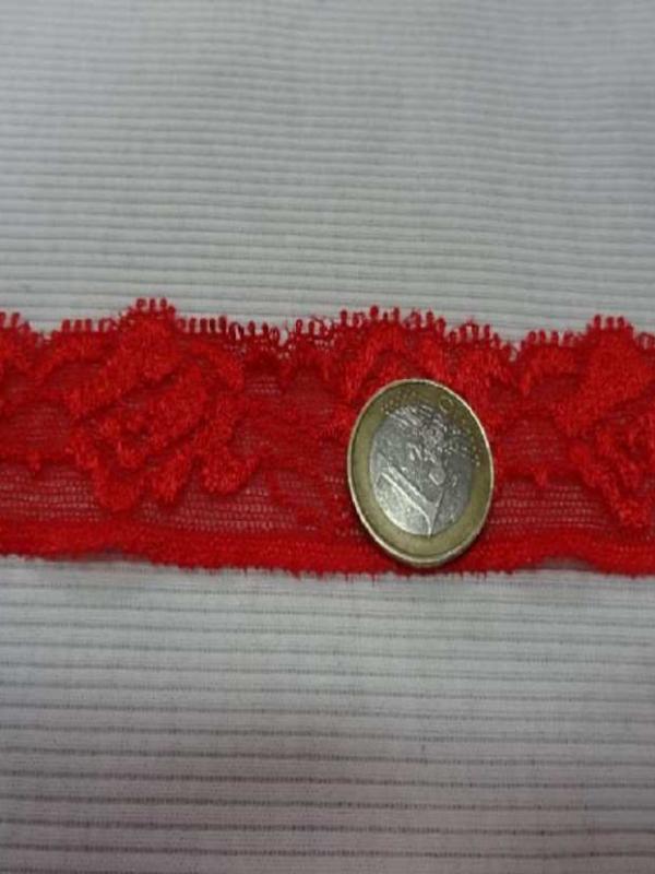 Galon de dentelle lycra rouge en 2 5 cm