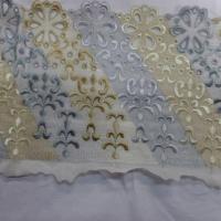 Galon de dentelle ton dore et gris metal