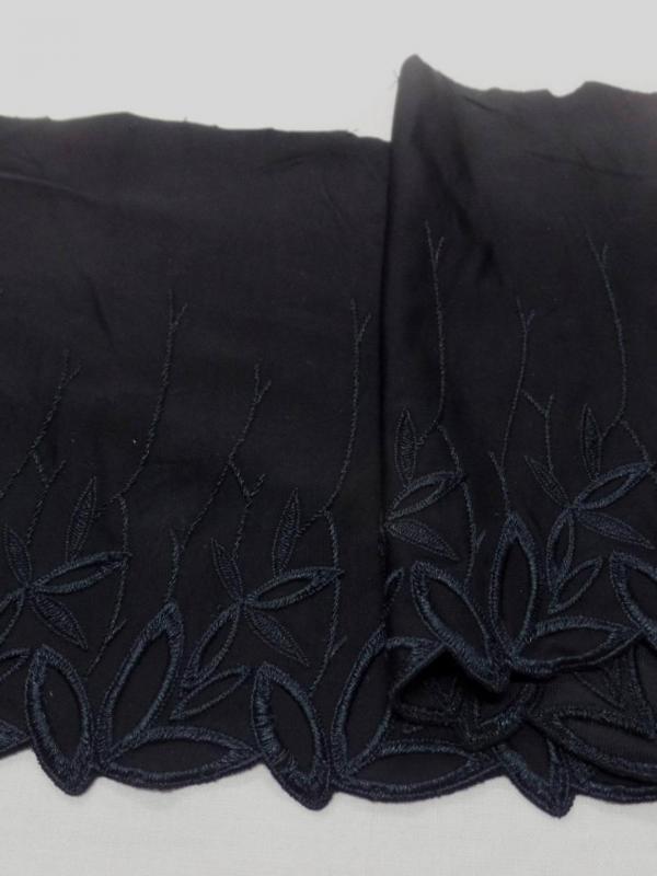 Galon de jersey polyester brode noir en 19cm