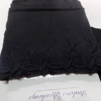 galon de jersey polyester brodé noir en 19cm pas cher