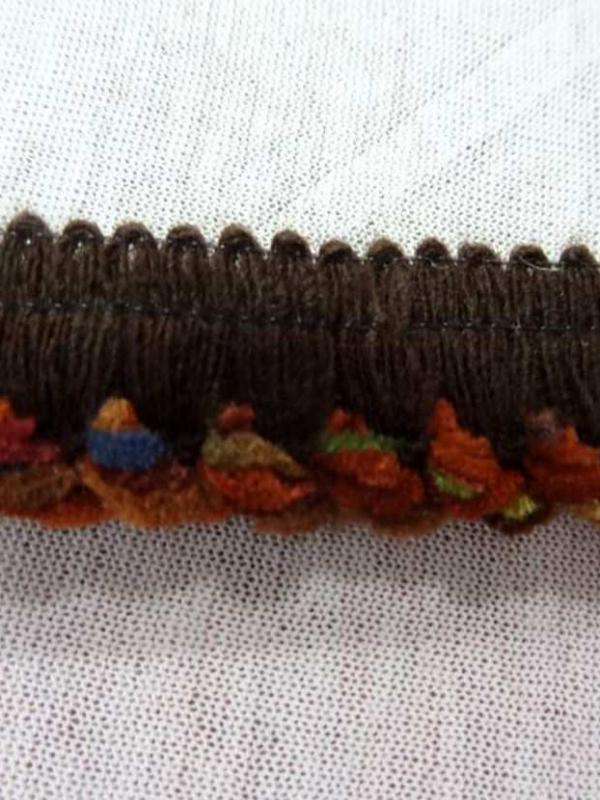 Galon de lainage marron multicolore en 1 5 cm de large