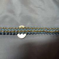 Galon de laine bleu avec fil lurex dore en 1 2 cm7