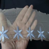 Galon de resille beige brode gris bleu0