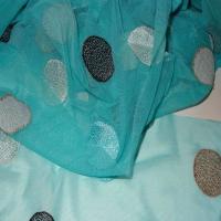 Galon de resille bleu turquoise a pois brode1