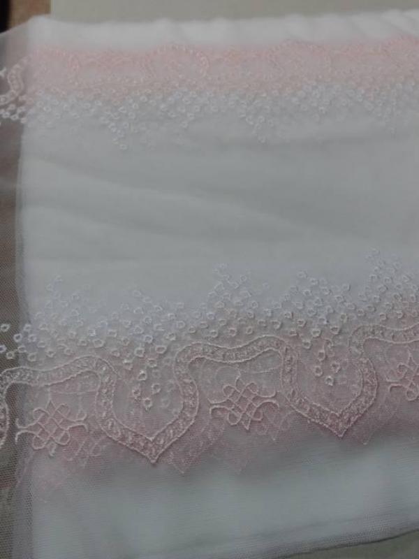 Galon de resille brode blanche et rose