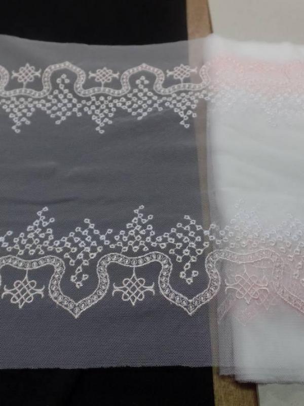 Galon de resille brode blanche et rose