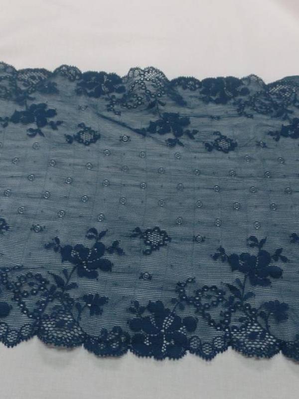 Galon de resille dentelle bleu canard en 25cm