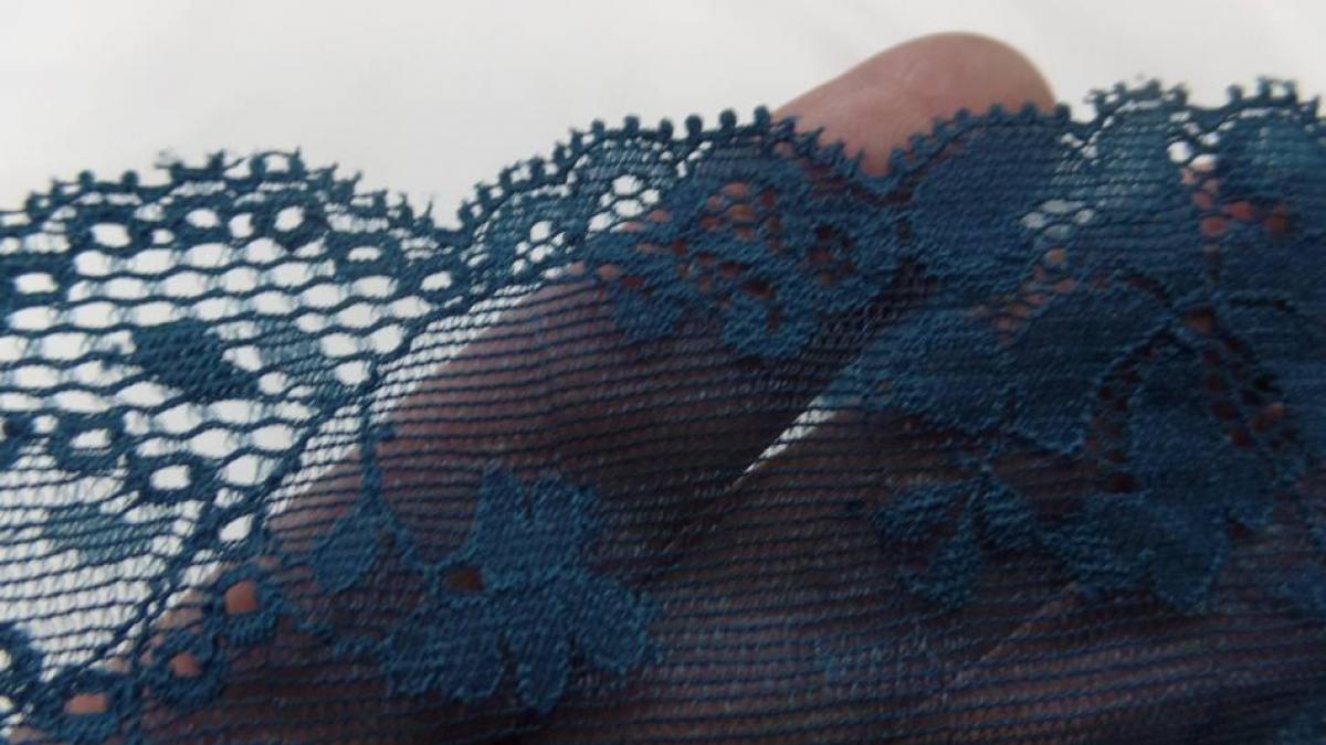 galon de résille dentelle bleu canard en 25cm