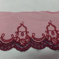 Galon de resille dentelle brode bordeaux en 12cm