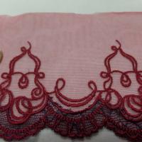 galon de résille dentelle brodé bordeaux en 12cm