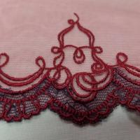 vente de galon de résille dentelle brodé bordeaux en 12cm
