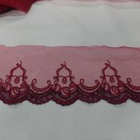 galon de résille dentelle brodé bordeaux en 12cm pas cher