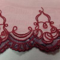 galon de résille dentelle brodé bordeaux en 12cm en ligne