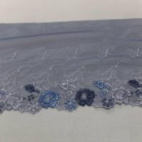 achat galon de résille dentelle gris bleu brodé blanc ,bleu