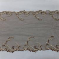 Galon de résille dentelle marron brodé ton doré  en 18cm