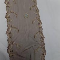 achat Galon de résille dentelle marron brodé ton doré  en 18cm