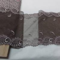 Galon de resille dentelle marron taupe brode en 22cm