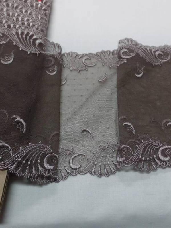 Galon de resille dentelle marron taupe brode en 22cm