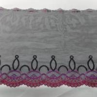 Galon de résille dentelle noire brodé ton rouge ,prune en  25cm sur Marseille