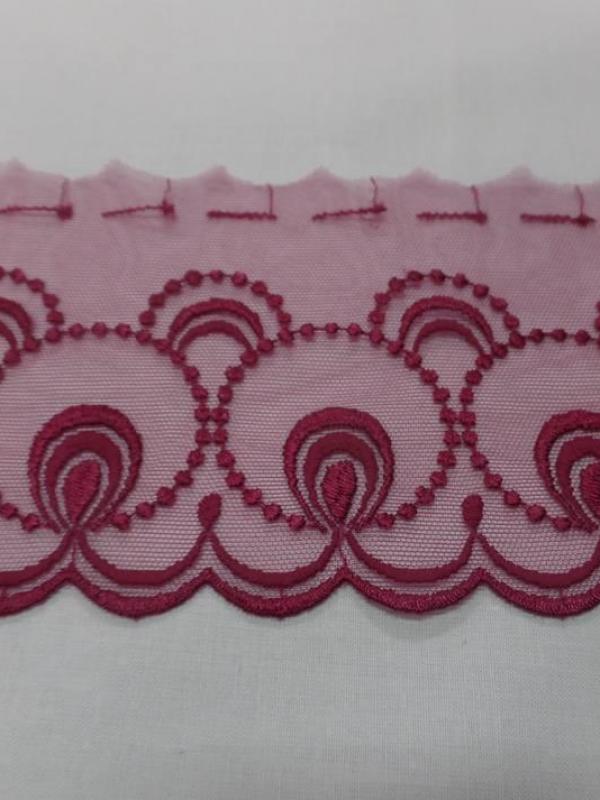 Galon de resille dentelle rose en 12cm