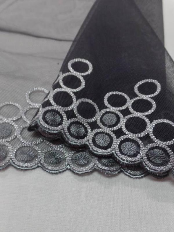 Galon de resille gris fonce brode lurex metal en 22cm1