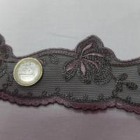 vente de galon de résille marron brodé ton cuivre en 5cm