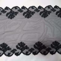 Galon de resille noire brode festonne des 2 cotes en 25cm