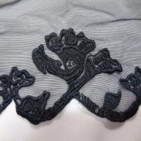 Galon de resille noire brode festonne des 2 cotes en 25cm0