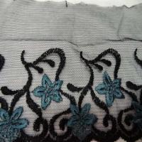 Galon de resille noire brode noir bleu9