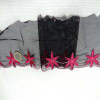 Galon de resille noire brode rose8