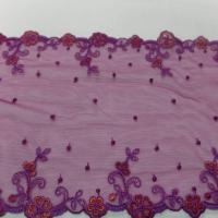 vente de galon de résille prune brodé fleurs en 19cm pas cher