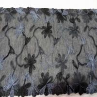 Galon de voile noir brode gris noir en 18 cm