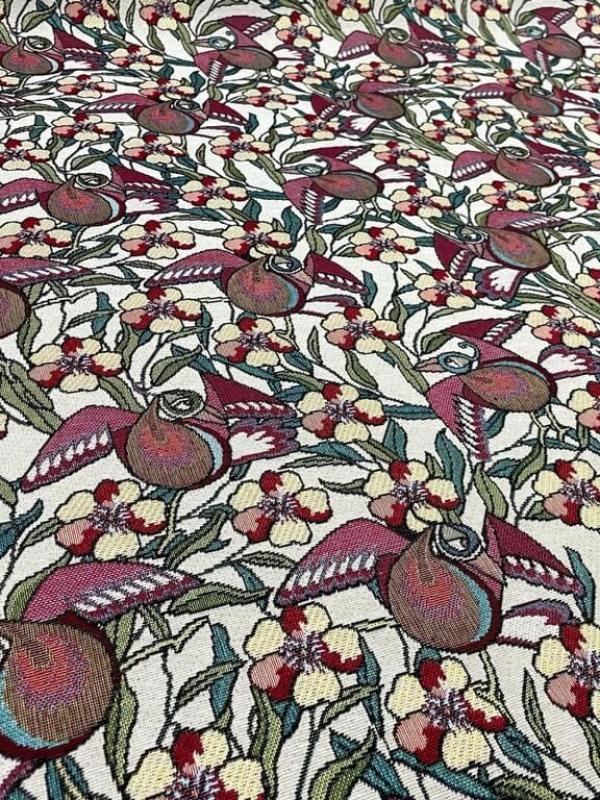 Gobelin jacquard fleurs oiseaux