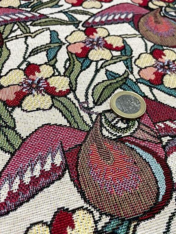Gobelin jacquard fleurs oiseaux