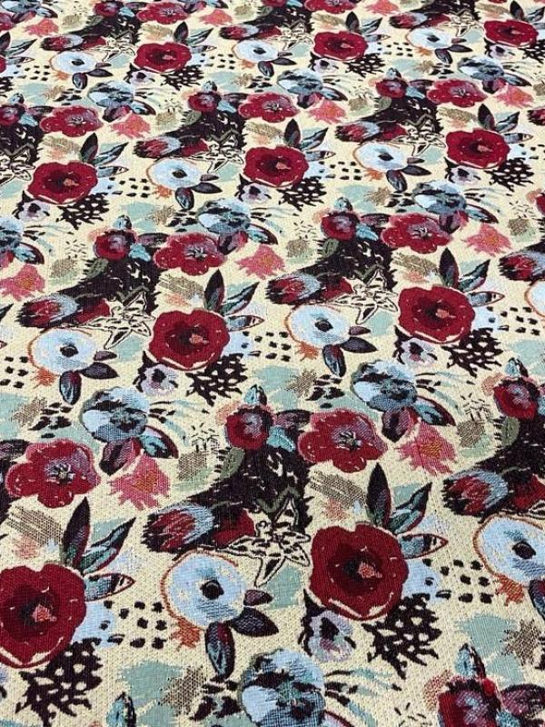 Gobelin jacquard motifs fleurs