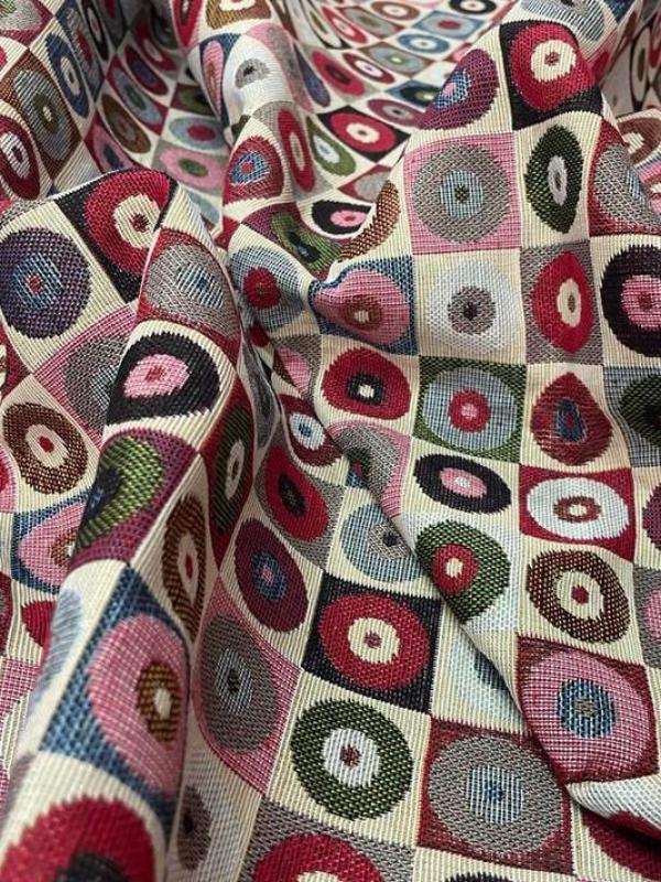 Jacquard d ameublement motifs rond multicolore