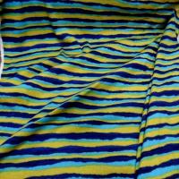 Jersey coton a fine cotes ton jaune bleu