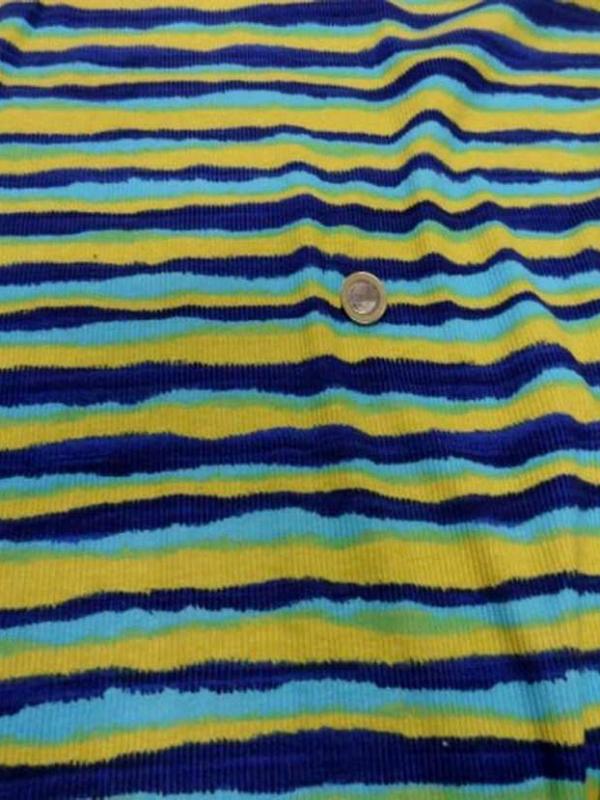 Jersey coton a fine cotes ton jaune bleu